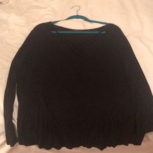 Black criss cross front long sleeve top